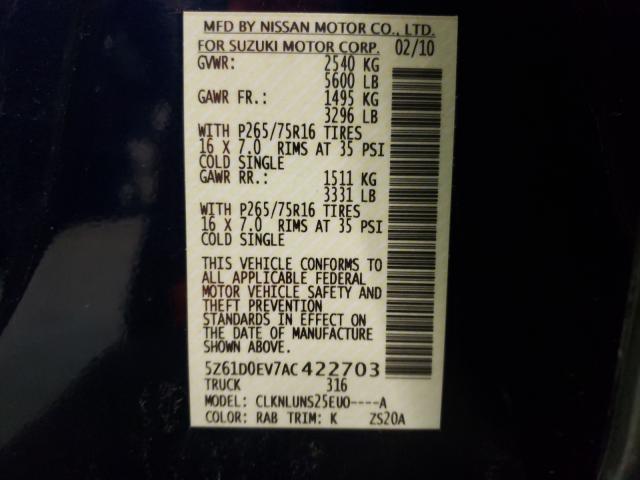 2010 SUZUKI EQUATOR RM 5Z61D0EV7AC422703