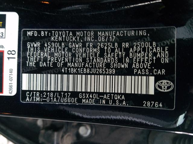 2018 TOYOTA AVALON XLE 4T1BK1EB8JU265399