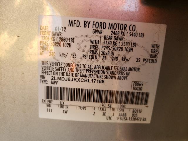 2012 LINCOLN MKX 2LMDJ6JKXCBL17188