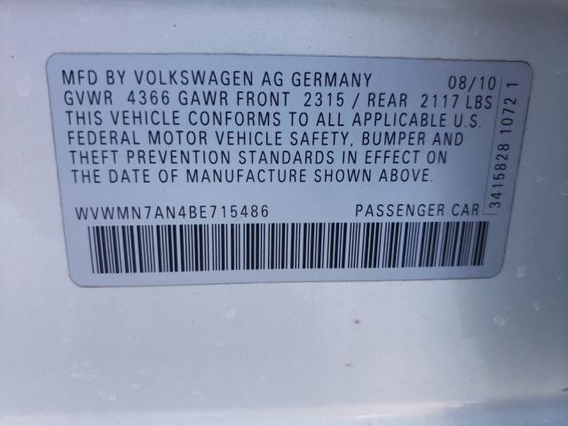 2011 VOLKSWAGEN CC SPORT WVWMN7AN4BE715486