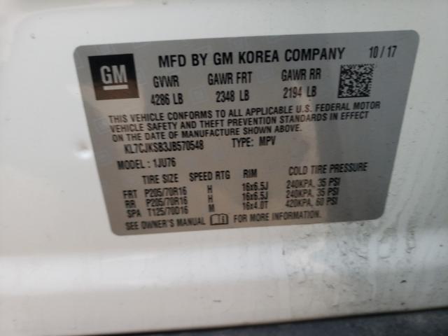 2018 CHEVROLET TRAX LS KL7CJKSB3JB570548
