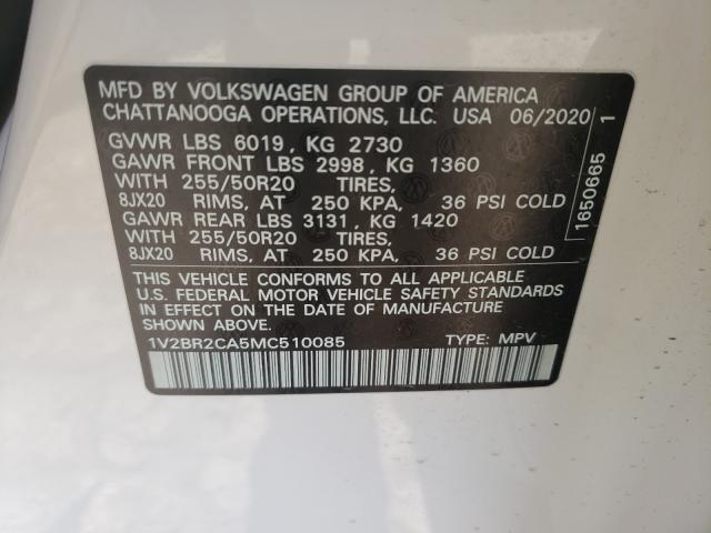 2021 VOLKSWAGEN ATLAS SEL 1V2BR2CA5MC510085
