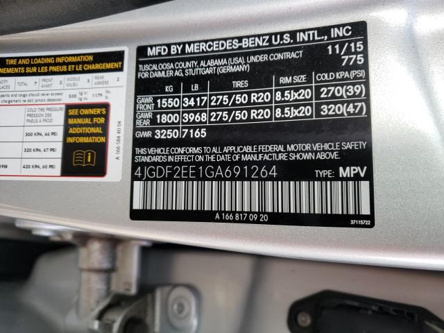 2016 MERCEDES-BENZ GL 350 BLU 4JGDF2EE1GA691264