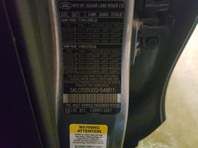 2016 LAND ROVER DISCOVERY SALCR2BG0GH549811