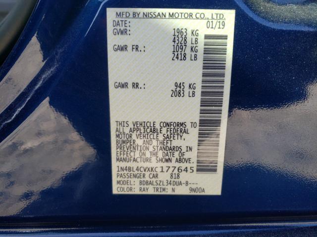 2019 NISSAN ALTIMA SR 1N4BL4CVXKC177645