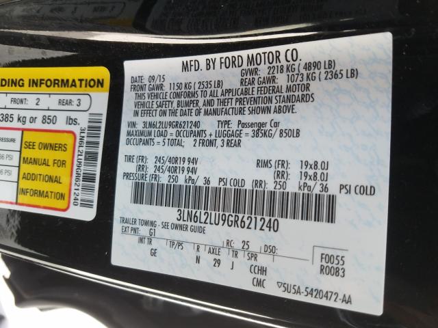 2016 LINCOLN MKZ HYBRID 3LN6L2LU9GR621240