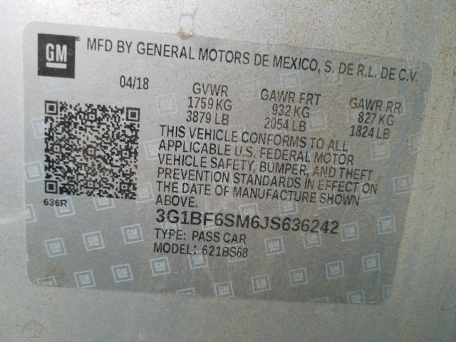 2018 CHEVROLET CRUZE PREM 3G1BF6SM6JS636242