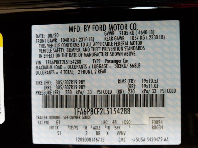 2020 FORD MUSTANG GT 1FA6P8CF2L5154288