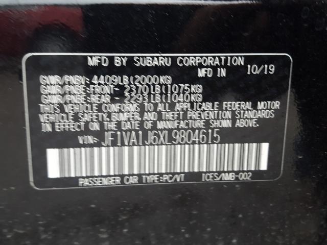 2020 SUBARU WRX LIMITE JF1VA1J6XL9804615