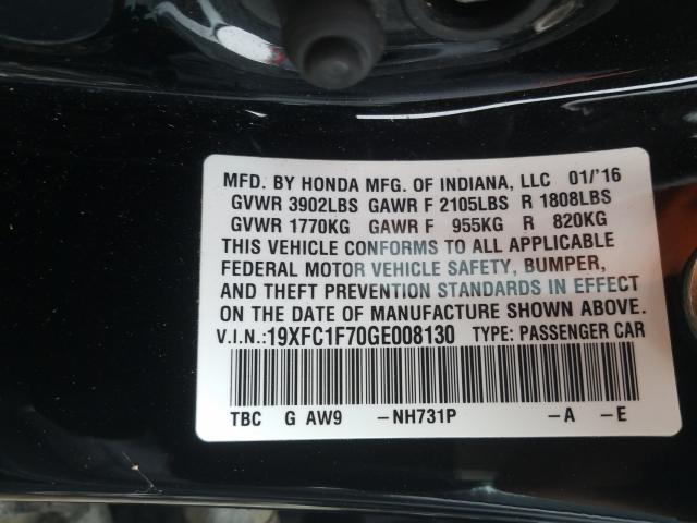 2016 HONDA CIVIC 19XFC1F70GE008130