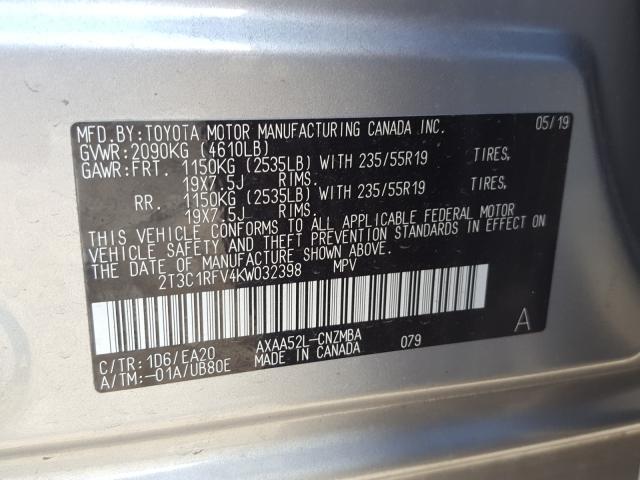 2019 TOYOTA RAV4 XLE P 2T3C1RFV4KW032398