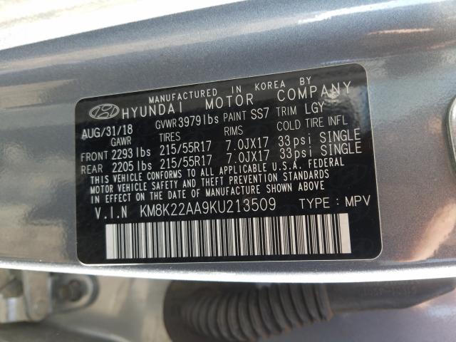 2019 HYUNDAI KONA SEL KM8K22AA9KU213509