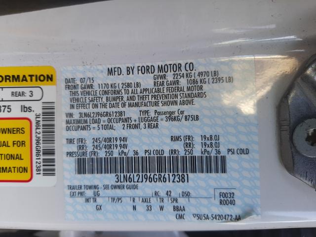 2016 LINCOLN MKZ 3LN6L2J96GR612381