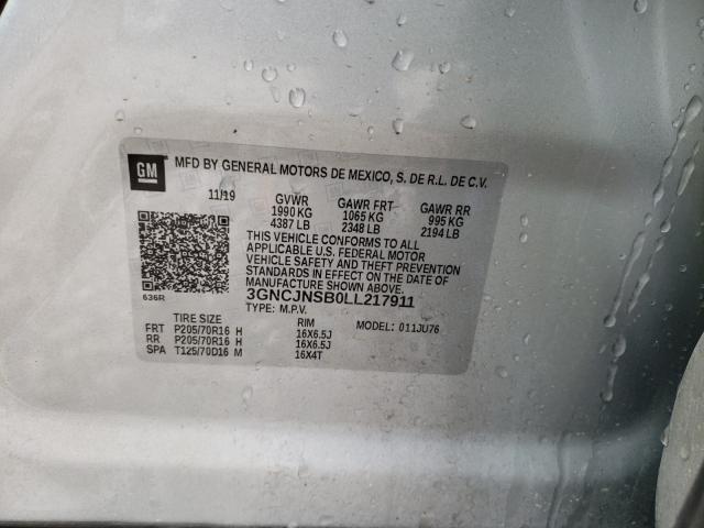 2020 CHEVROLET TRAX LS 3GNCJNSB0LL217911