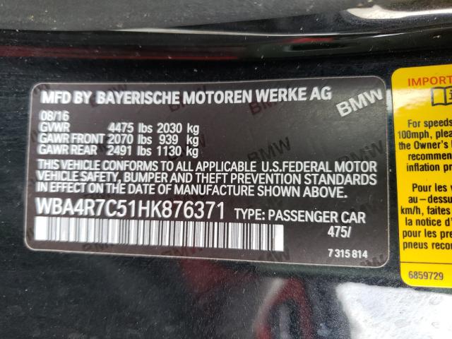 2017 BMW 430I WBA4R7C51HK876371