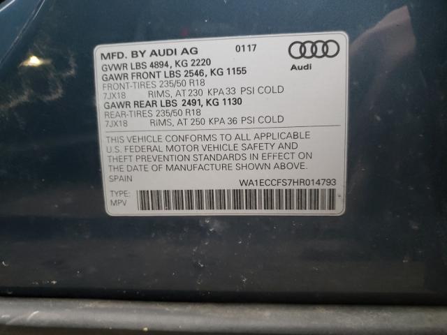 2017 AUDI Q3 PREMIUM WA1ECCFS7HR014793