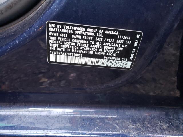 2013 VOLKSWAGEN PASSAT SE - 1VWBN7A37DC070852