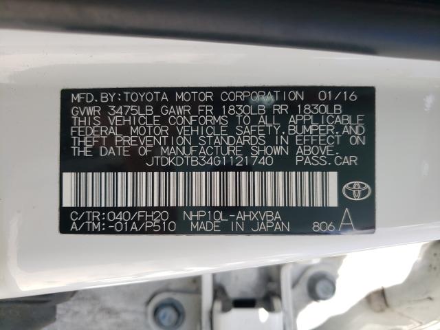 2016 TOYOTA PRIUS C JTDKDTB34G1121740