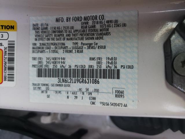 2016 LINCOLN MKZ HYBRID 3LN6L2LU9GR631086