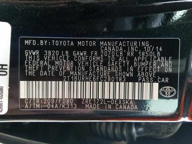2015 TOYOTA COROLLA S 2T1BURHE6FC280183