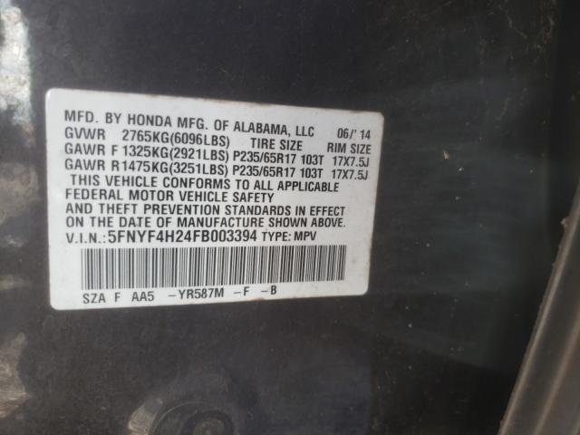 2015 HONDA PILOT LX 5FNYF4H24FB003394
