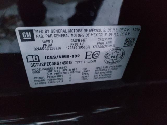 2016 GMC SIERRA K15 3GTU2PEC0GG145018