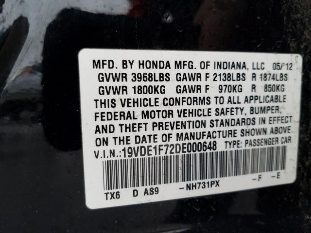 2013 ACURA ILX 20 TEC 19VDE1F72DE000648