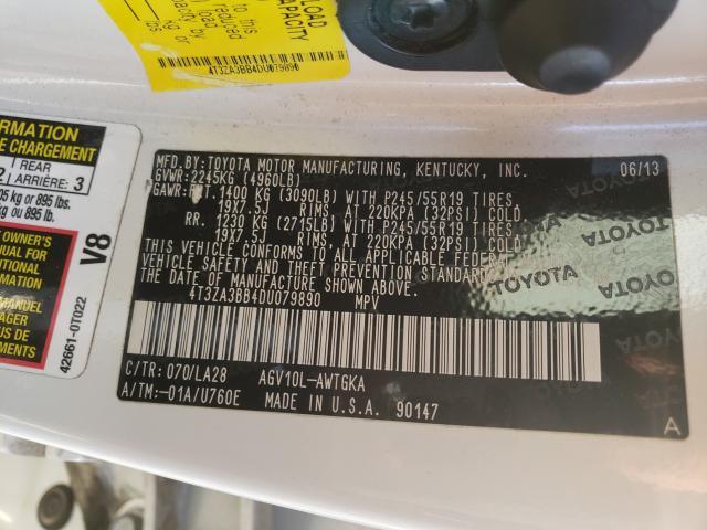 2013 TOYOTA VENZA LE 4T3ZA3BB4DU079890