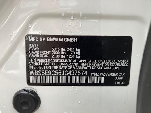2018 BMW M6 GRAN CO WBS6E9C56JG437574