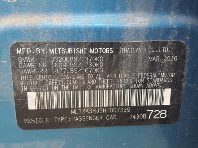 2017 MITSUBISHI MIRAGE ES ML32A3HJ3HH007335