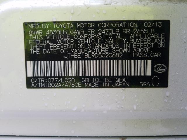 2013 LEXUS ES 350 JTHBK1GG5E2104649