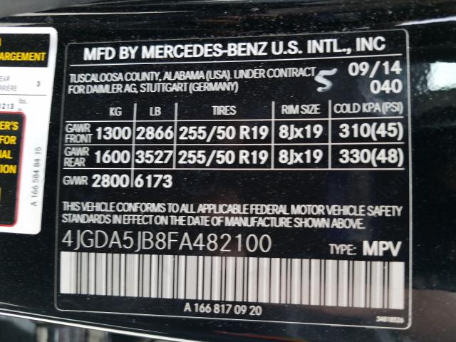 2015 MERCEDES-BENZ ML 350 4JGDA5JB8FA482100