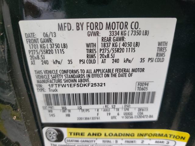 2013 FORD F150 4WD 1FTFW1EF5DKF25321