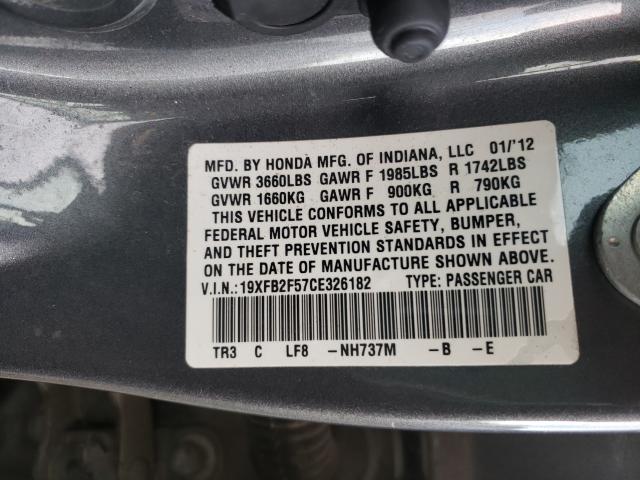 2012 HONDA CIVIC 19XFB2F57CE326182