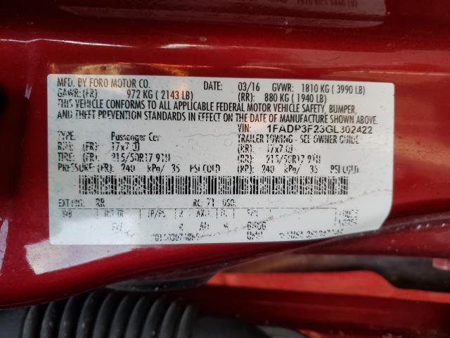 2016 FORD FOCUS SE - 1FADP3F23GL302422