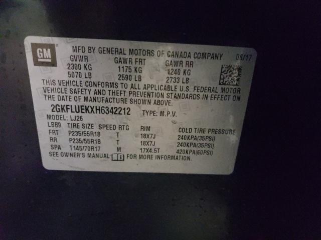 2017 GMC TERRAIN SL 2GKFLUEKXH6342212