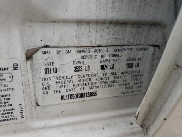 2011 CHEVROLET AVEO LS KL1TD5DE3BB128655