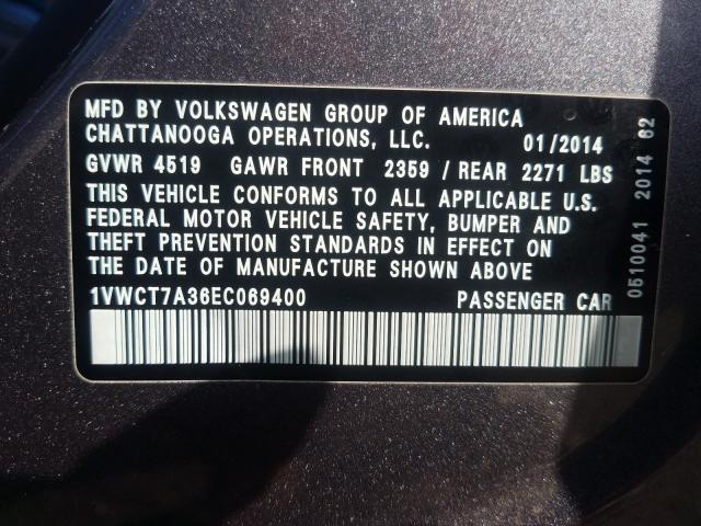 2014 VOLKSWAGEN PASSAT SEL 1VWCT7A36EC069400