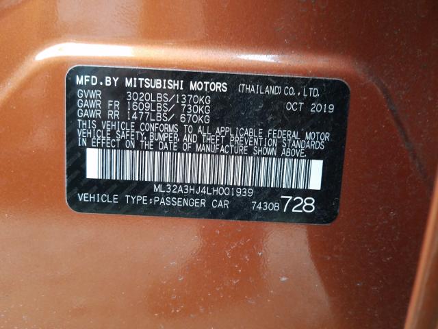 2020 MITSUBISHI MIRAGE ES ML32A3HJ4LH001939