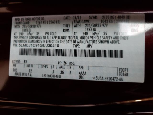 2016 LINCOLN MKC PREMIE 5LMCJ1C91GUJ30410