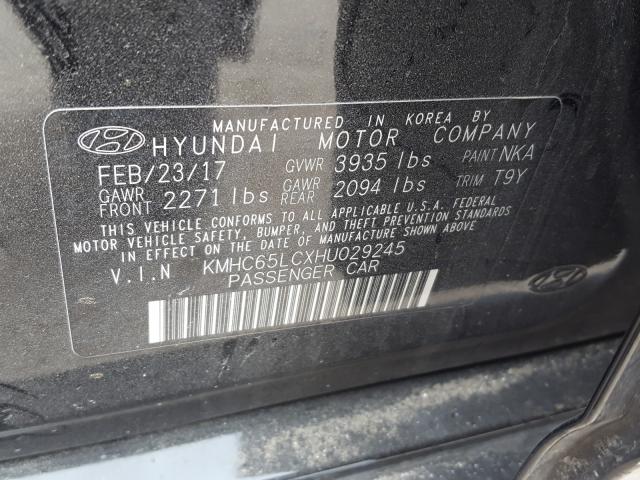 2017 HYUNDAI IONIQ BLUE KMHC65LCXHU029245