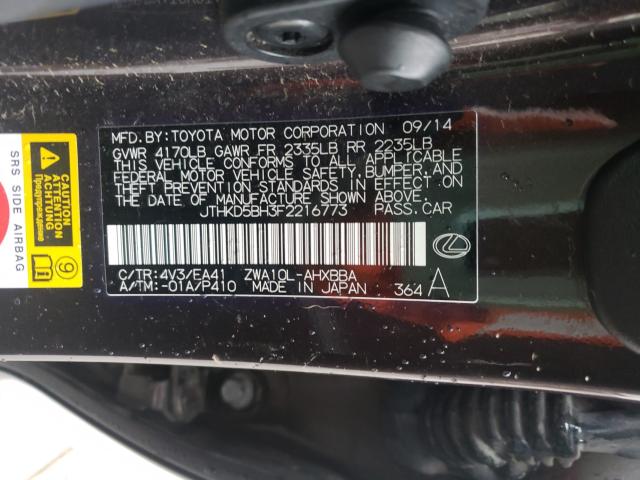 2015 LEXUS CT 200 JTHKD5BH3F2216773