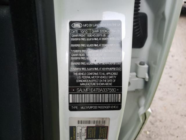 2011 LAND ROVER RANGE ROVE SALMF1E47BA337580