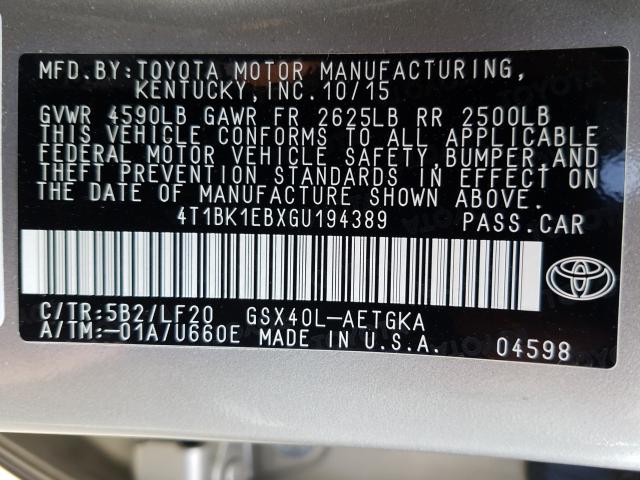 2016 TOYOTA AVALON XLE 4T1BK1EBXGU194389
