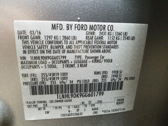 2016 LINCOLN MKS 1LNHL9DK9GG601799