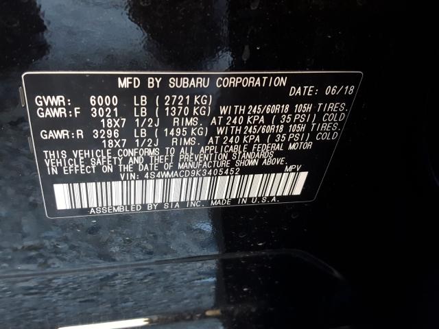 2019 SUBARU ASCENT PRE 4S4WMACD9K3405452