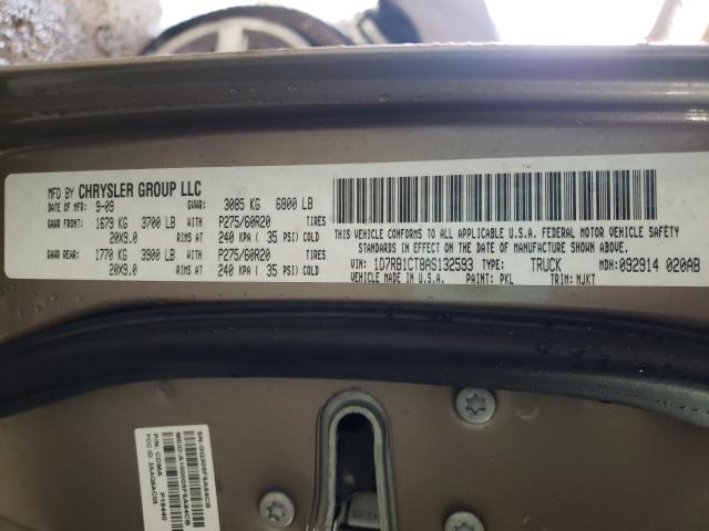 2010 DODGE RAM 1500 1D7RB1CT8AS132593