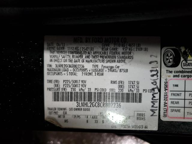2012 LINCOLN MKZ 3LNHL2GC8CR802236