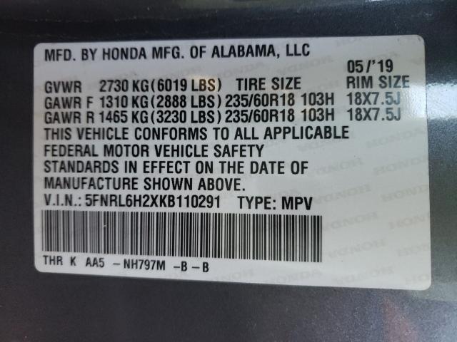2019 HONDA ODYSSEY LX 5FNRL6H2XKB110291