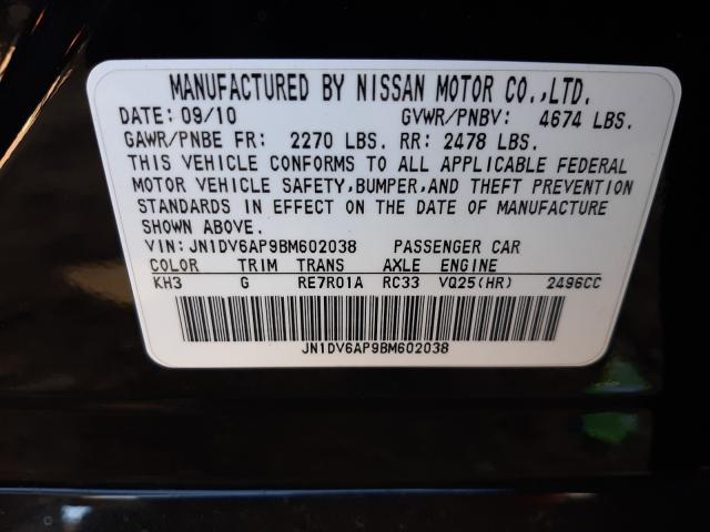 2011 INFINITI G25 BASE JN1DV6AP9BM602038